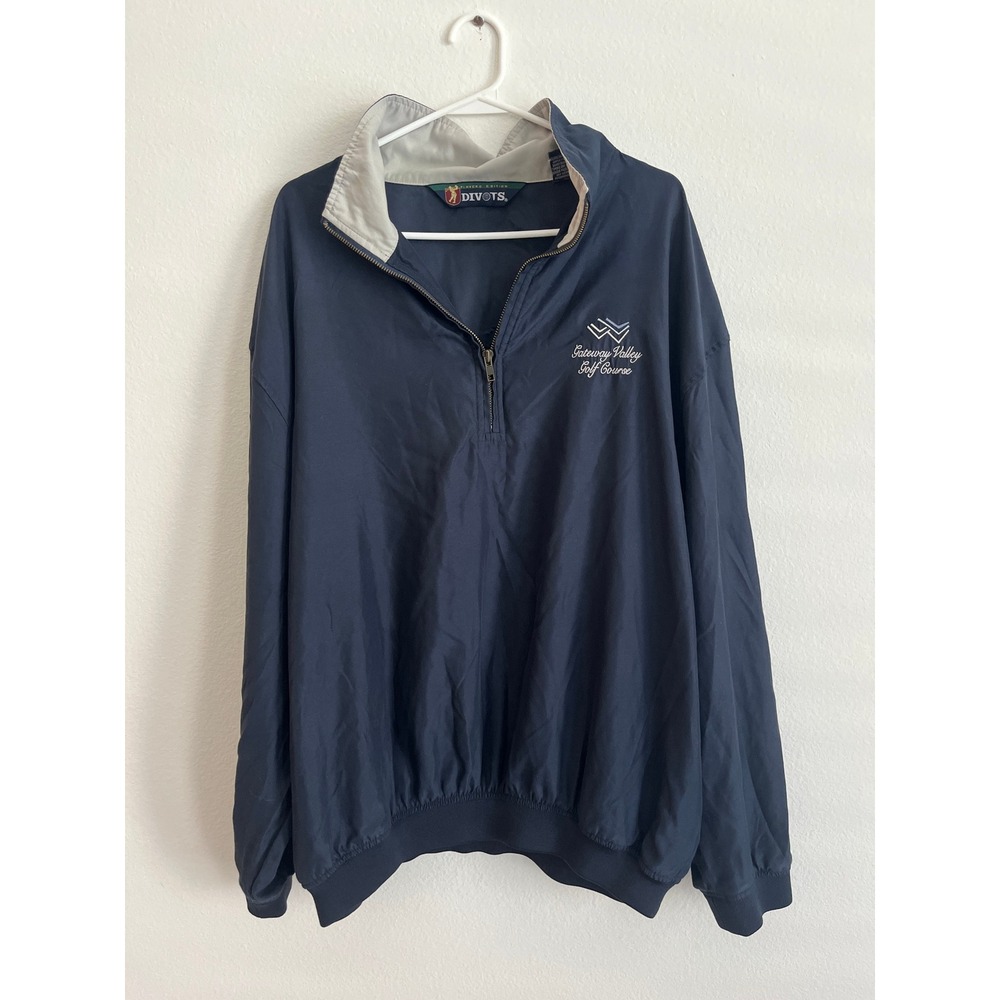Divots Players Edition Mens XL Navy Blue‎ Quarter Zip Gateway Valley Golf Jacket
